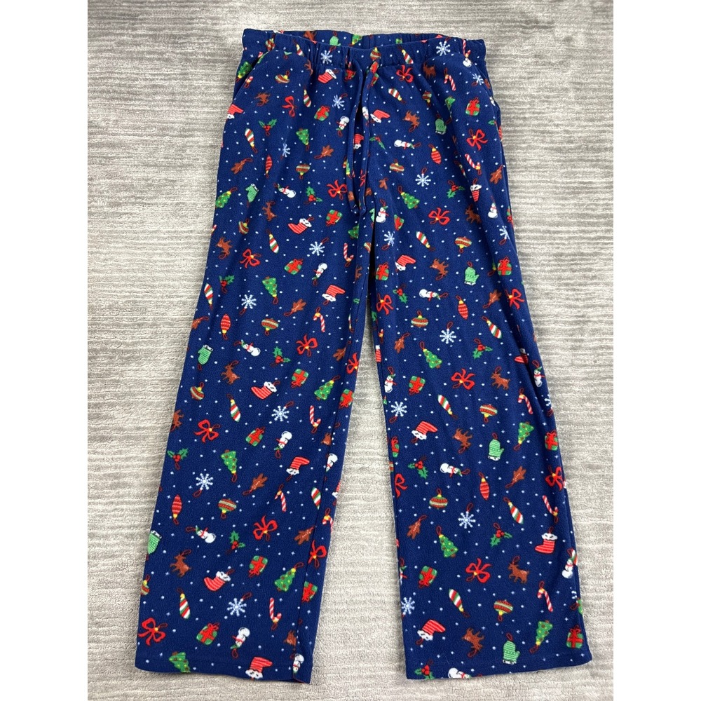 Merry Moments Pajama Pants Mens XL Blue Christmas Fleece Holiday Lounge Pants